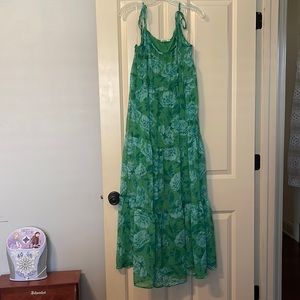 Fantastic Fawn, Green Floral Tie-Strap Maxi, Size M